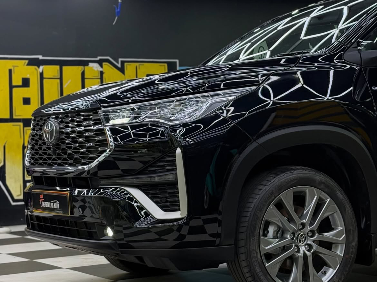 Full body PPF applied to a black Toyota Innova at the Hyderabad studio